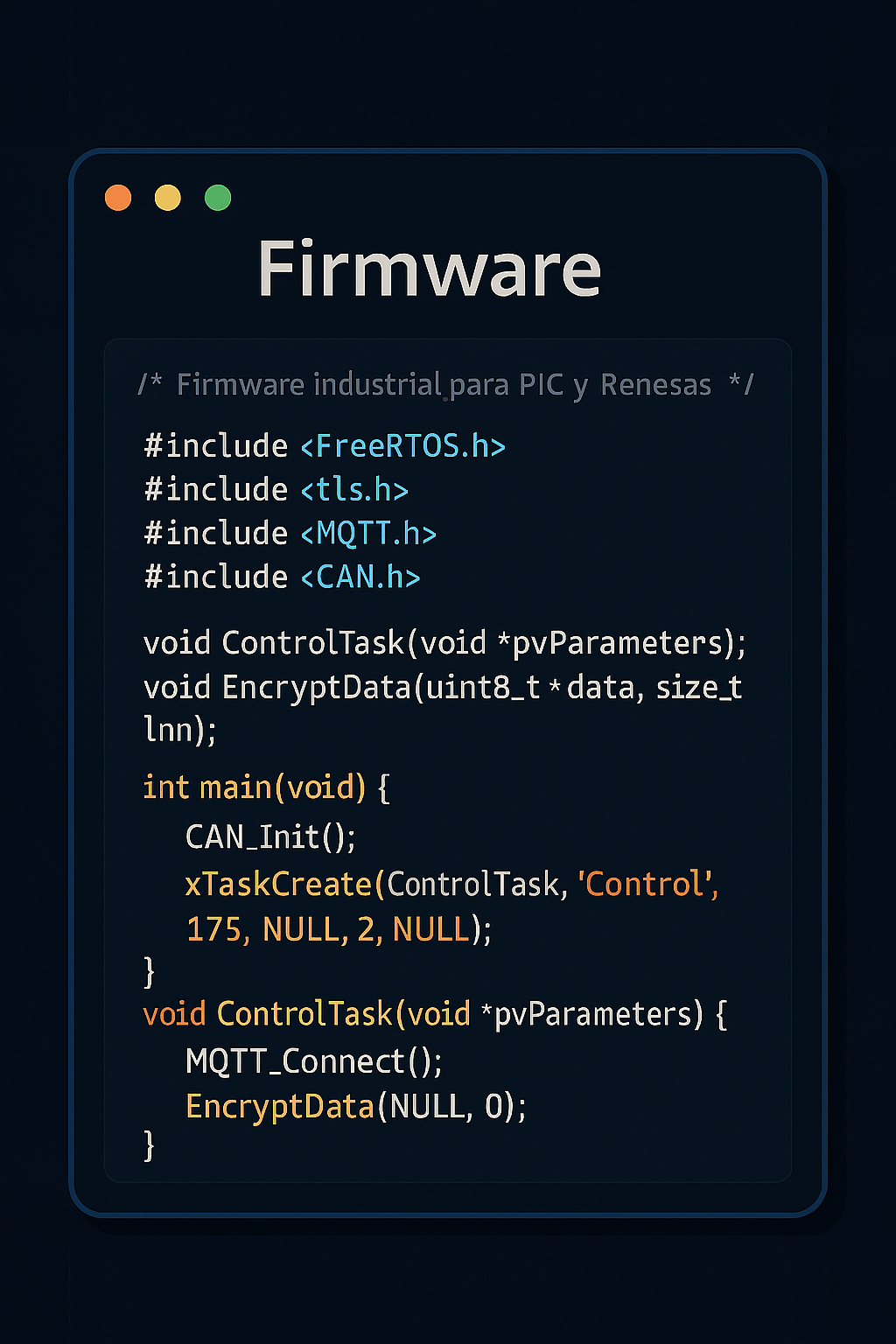 Firmware industrial en PIC y Renesas